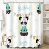 Adorable Panda Bear Cupcake Birthday Shower Curtain for Kids Bathroom Decor
