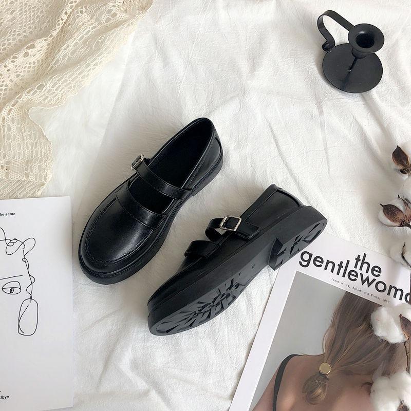 Large Size 44 Womens Shoes Patent Leather Autumn Plus Velvet Black Womens Platform Heels Pumps Leather Mary Janes Uniform Shoes