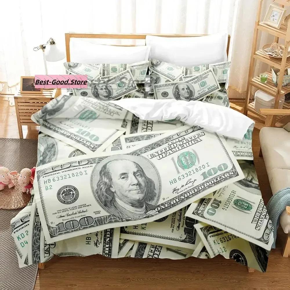 Постельное белье Dolar Single Twin Ful Quen King-Sized Размеры Размеры Комплект постельного белья Взрослый Детская спальня Комплекты пододеяльников 3D печать Деньги Комплект простыней