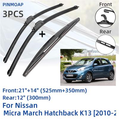 Для Nissan Micra March Hatchback K13 2010-2016 передние и задние щетки стеклоочистителя резак аксессуары J Hook 2010 2011 2012 2013 2014 2015 2016