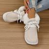 Low-top Lace-up Cotton Shoes Women's Autumn and Winter Round Head Plush Mouth Flat-bottomed Snow Boots Wish Source
