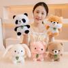 Cute Little Animal Fur Rabbit Panda Doll Velvet Toy Bear Corgi Doll Children's Company Soothing Rag Doll