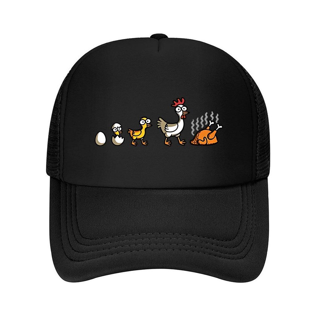 Unisexs Funny Chicken Life Cycle Print with Rooster Hatcher Pointer Mort Stages Machine Washab Mesh Baseball Cap