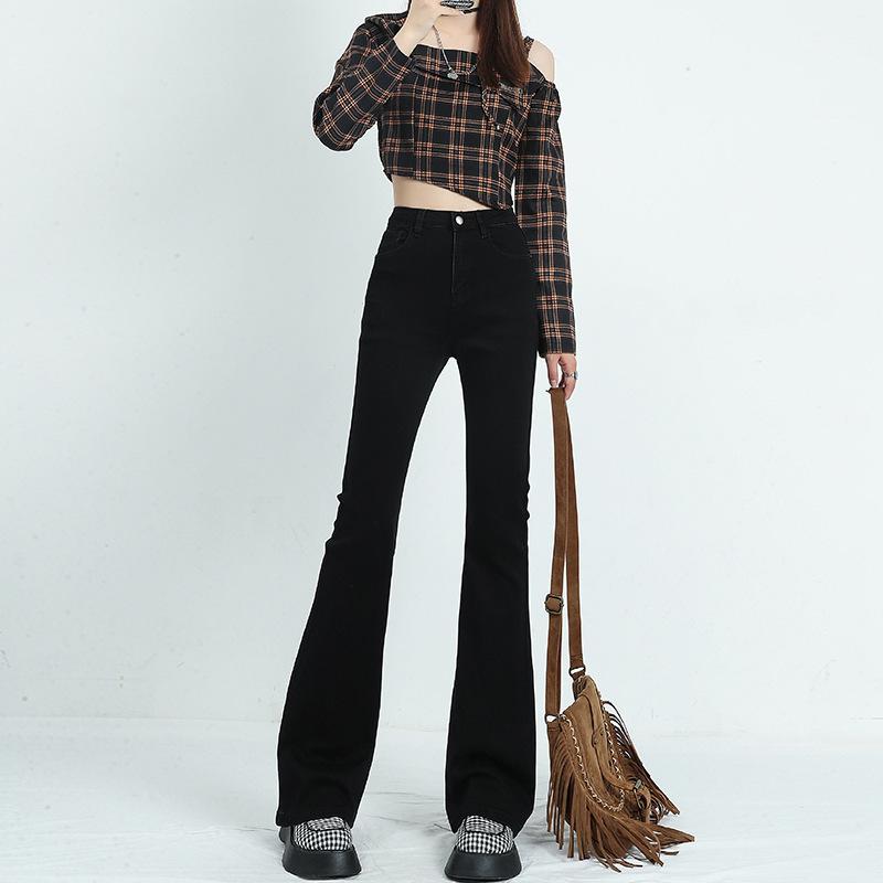 Микроджинсы женские весенне-осенние брюки-клеш с высокой талией длинные брюки джинсовые джинсы