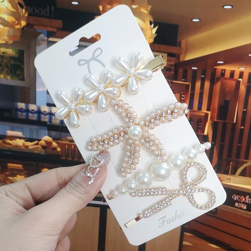 Корея Блестящий Кристалл Набор Заколок для Волос Модные Аксессуары для Волос Тренд для Женщин Девушка Жемчуг Стразы Заколка Боковая Заколка для Волос