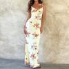 Women's Summer Flower Print Low-cut V-neck Casual Holiday Fashion Sexy Halter Dress