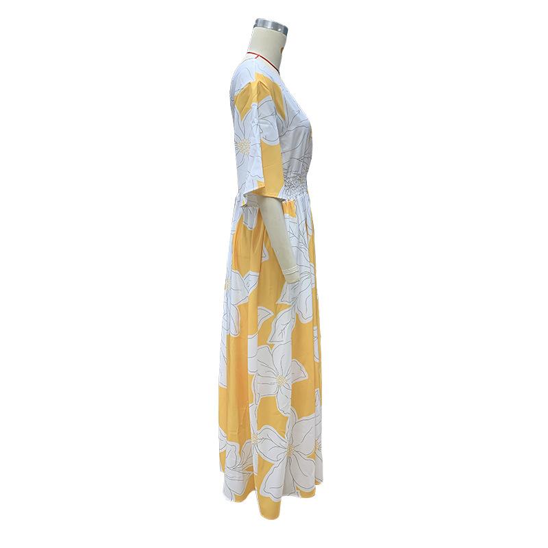 Летнее женское платье с принтом, длинные пляжные платья с открытой спиной и принтом