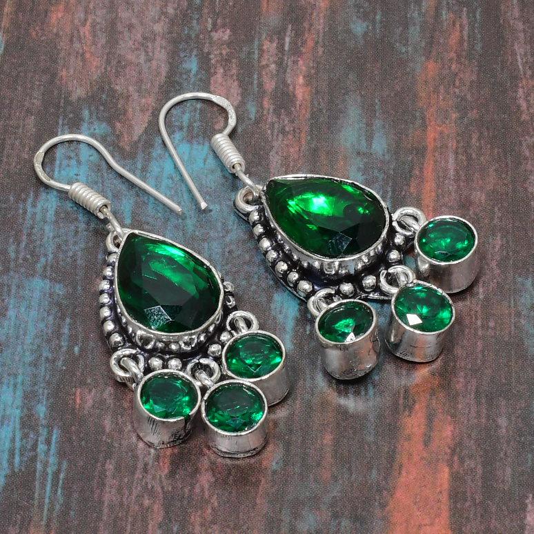 Chrome Diopside Gemstone 925 Sterling Silver Handmade Jewelry Earring For Christmas