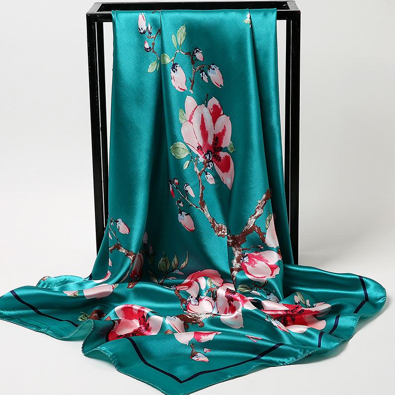 Korean Dongdaemun Cashew Flower Silk Scarf - Large Square, All-Match for Ladies