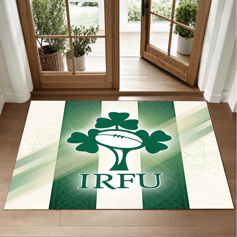 Ireland Rugby Design Crystal Velvet Rug Soft Decorative Mat for Bedroom Entrance