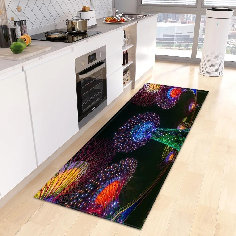 Фантастический Цветочный Узор Домашний Кухонный Коврик для Пола Декорация Перед Дверью Напольный Коврик