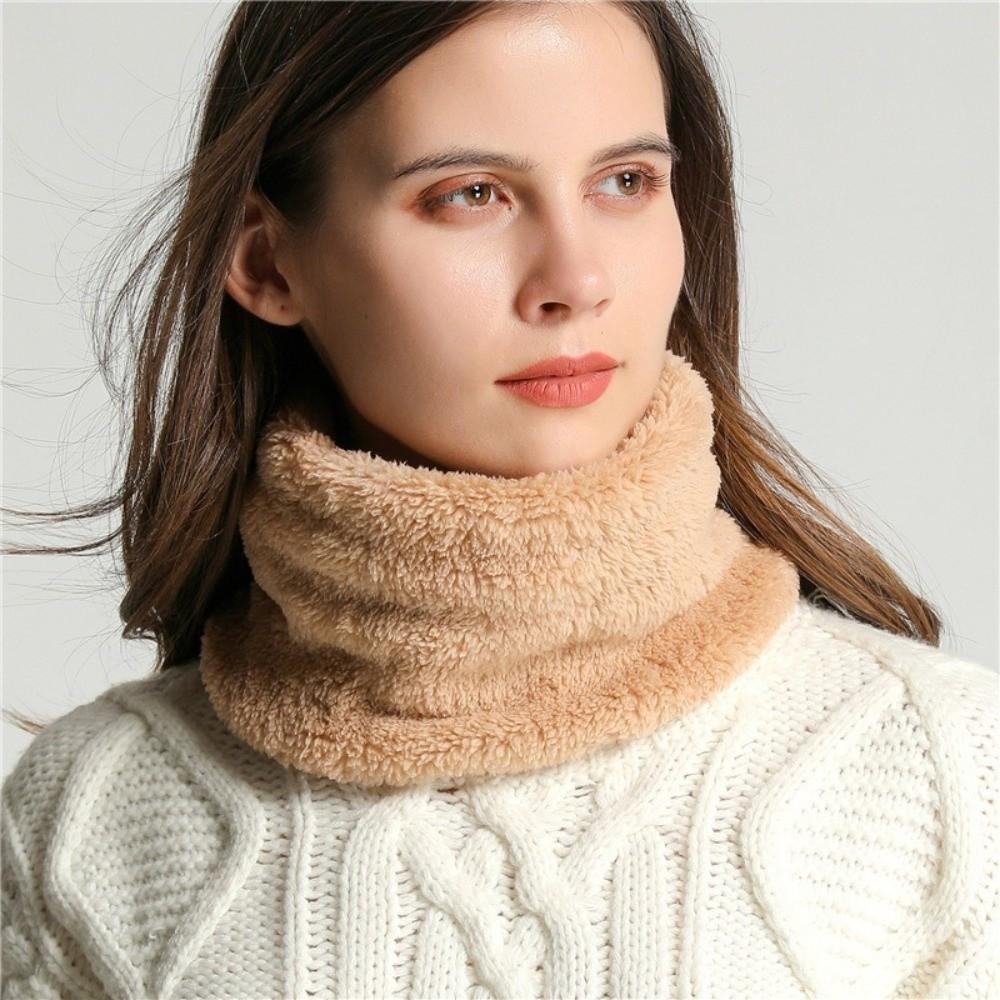 Solid Color Winter Knitted Scarf Windproof Warm Neck Warmer Face Mask Fleece Muffler Sports