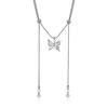 Exquisite Adjustable Butterfly Pearl Tassel Necklace For Women In Silver Titanium Steel
