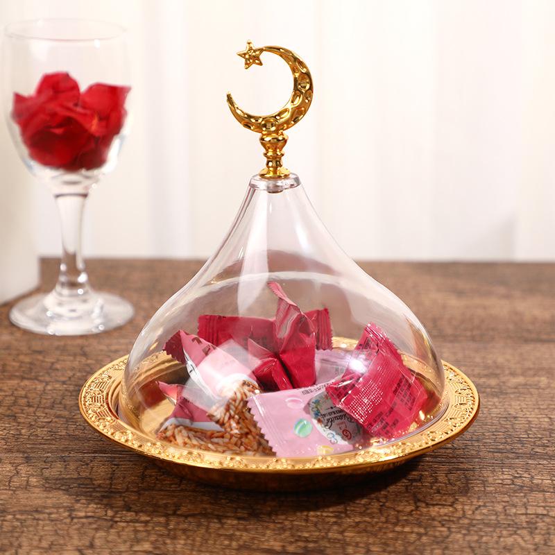 Alloy Solid Color Carved Disc Portable Alec Cover Cake Dessert Plate