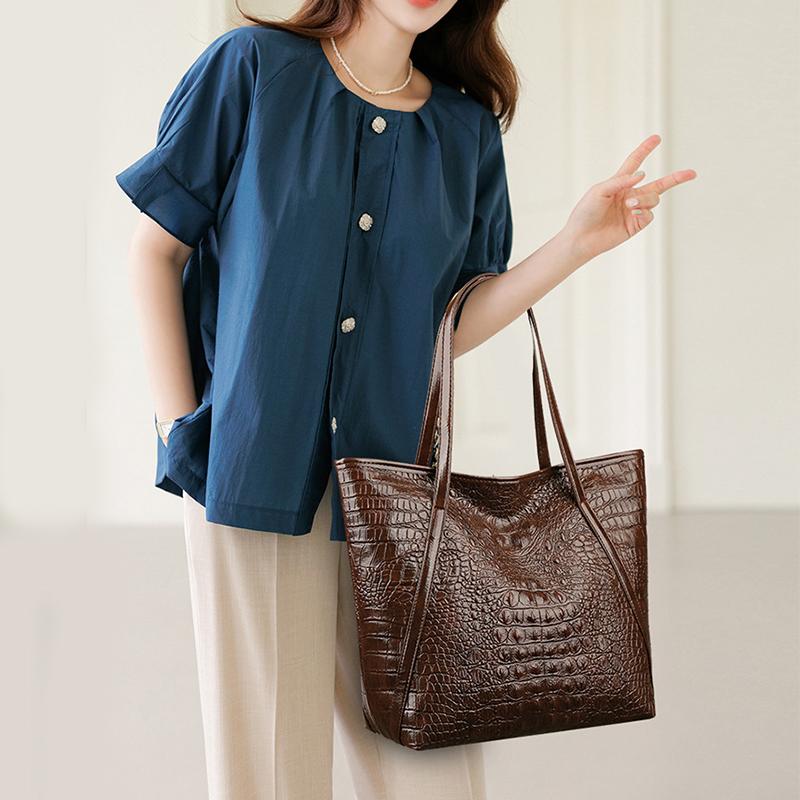 Простая и универсальная сумка-тоут с крокодиловым принтом, большая вместимость, модная сумка, винтажный дизайн, женская сумка через плечо