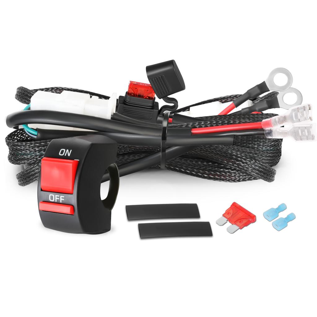 LED Light Bar Wiring Harness Kit 16 AWG / 18 AWG Universal LED Wiring Harness 12V 40A Relay On Off Rocker Switch Wiring Harnes