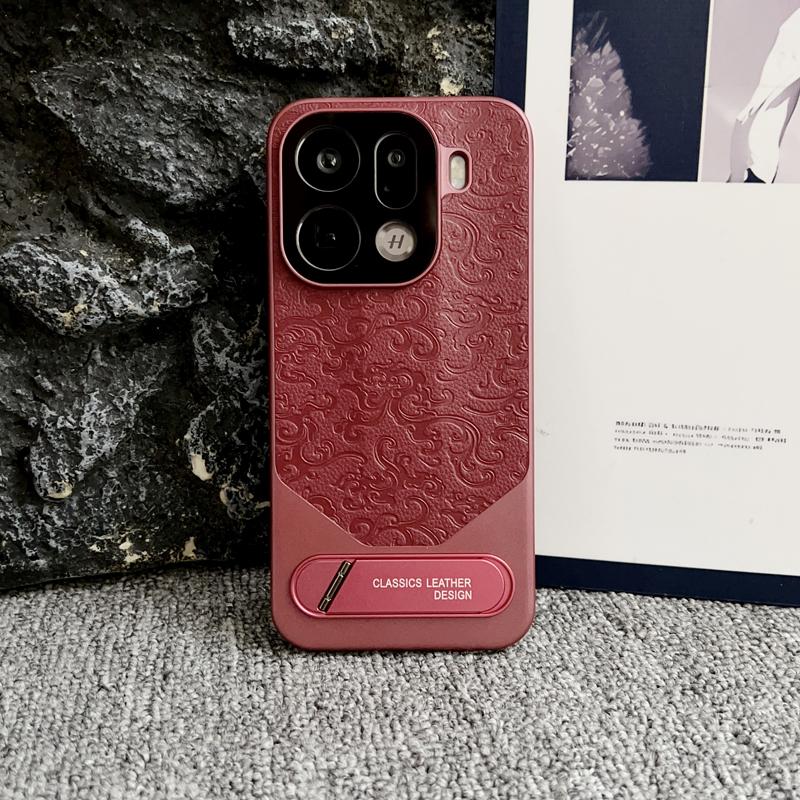 Для Oppo Find X9 X8 Pro Ultra Кожаный чехол с тиснением в виде дракона, невидимая металлическая подставка, защита от отпечатков пальцев, удобный захват