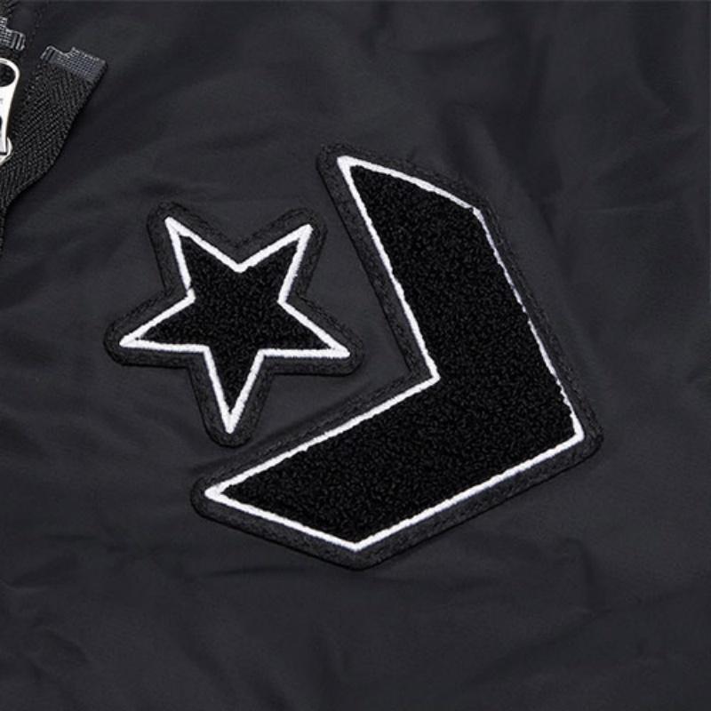 Converse Мужские Бейсбольные Джерси Черные С Бейсбольным Воротником Умеренный Прямой Крой 10019324-A02