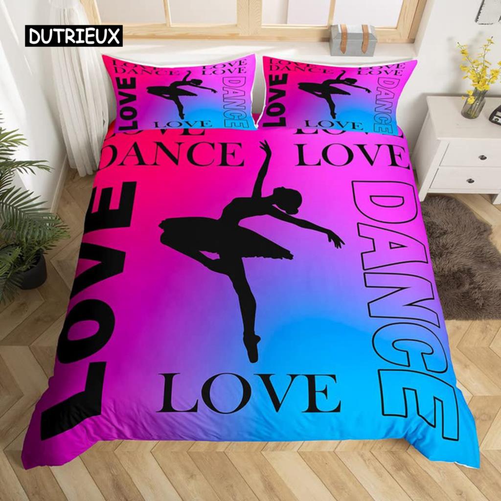 Пододеяльник для балета, комплект постельного белья Love Gymnastics, полиэстер, танцор, музыкальный плед, чехол для вечеринки Popstar, вольные упражнения, декор