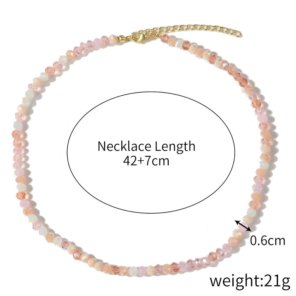 Necklace for Women Crystal Beaded Collarbone Chain Ins Simple Shell Necklace Female Colorful Natural Crystal Rice Bead Necklace