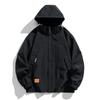 Men's Large Size Trend Casual Top Youth Hooded Everything Loose Jacket Elastic Drawstring Solid Color Windproof Jacket