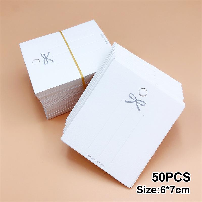 50Pcs White Hairpin Card Trinket Bow Display Cards Cardboard Packing Paper
