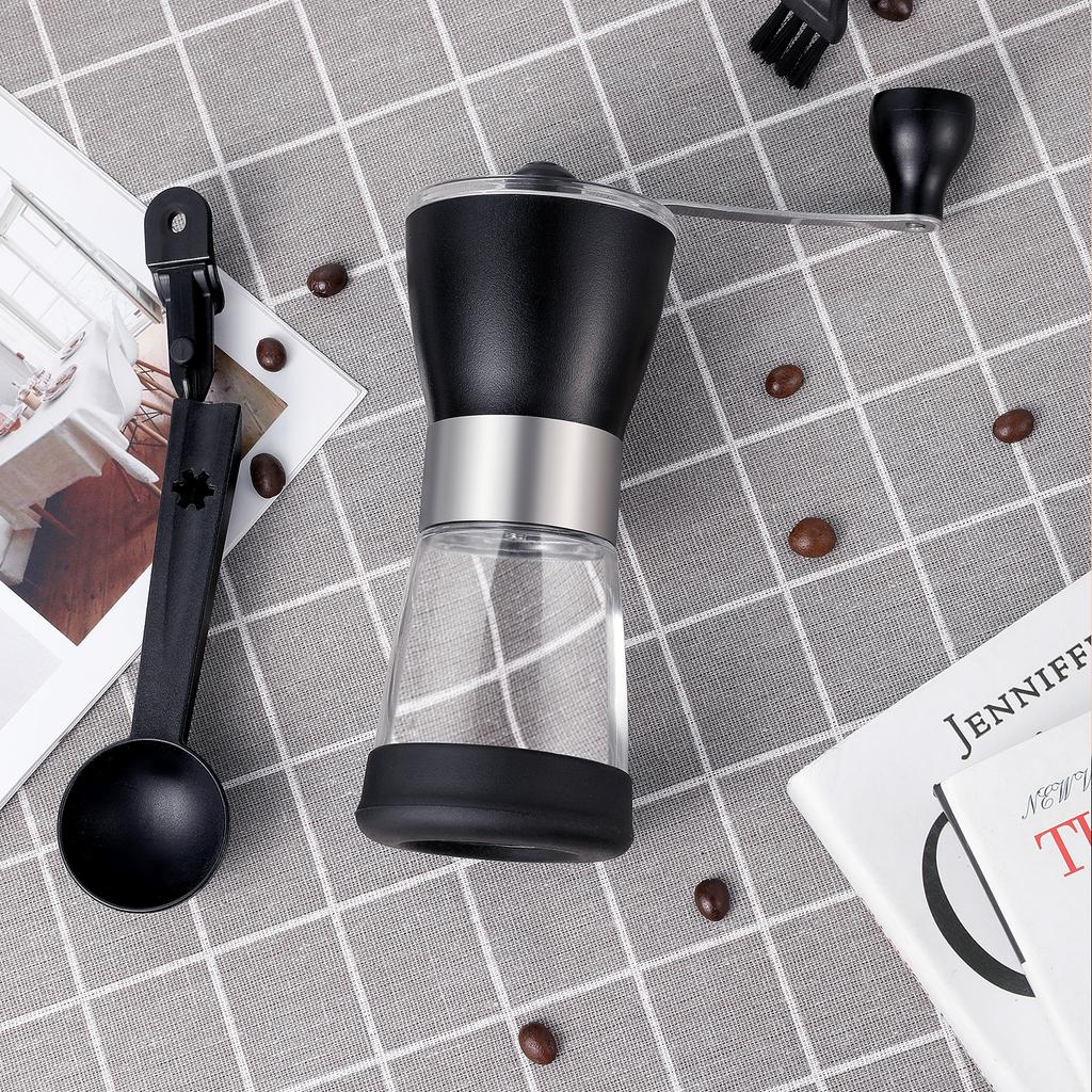 Портативная ручная кофемолка для кофейных зерен, кривошипная ручная мельница для кофе, резервуар для стеклянных зерен, кухонный инструмент, измельчители для бобовых, гранулы