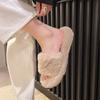 Foreign Trade Large Size Flat Bottom Fluffy Slippers Women's Outer Wear 2024 Autumn and Winter Fashion Home One-word Slippers Foreign Trade