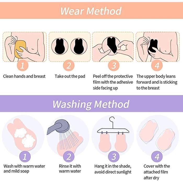 Soutiens-Gorge Autoadhésifs Push-up Bras sans Bretelles Réutilisables Invisible Soutien Gorge pour Femme (Noire)