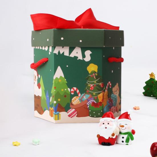 2 шт., подарочная коробка для рождественской вечеринки с портативной веревкой, праздничная конфета, печенье, рождественский подарок, бумажная коробка, упаковочные принадлежности для Рождества