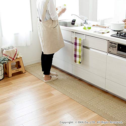 Oka (OKA) Yutosei Easy-to-Wash Kitchen Mat, Approx. 60cm x 240cm, Brown (Washable, Lightweight, Non-Slip, Cushioned)