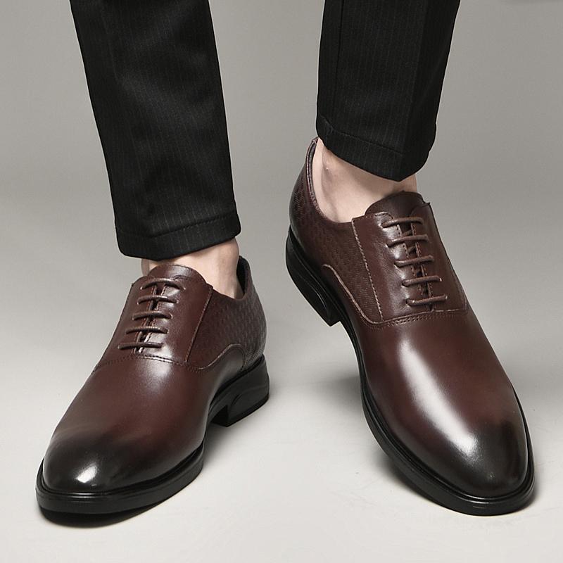 High Quality Brand Men Formal Shoes Men Oxford Genuine Leather Dress Shoes Fashion Business Men Shoes Pointed Wedding Shoes