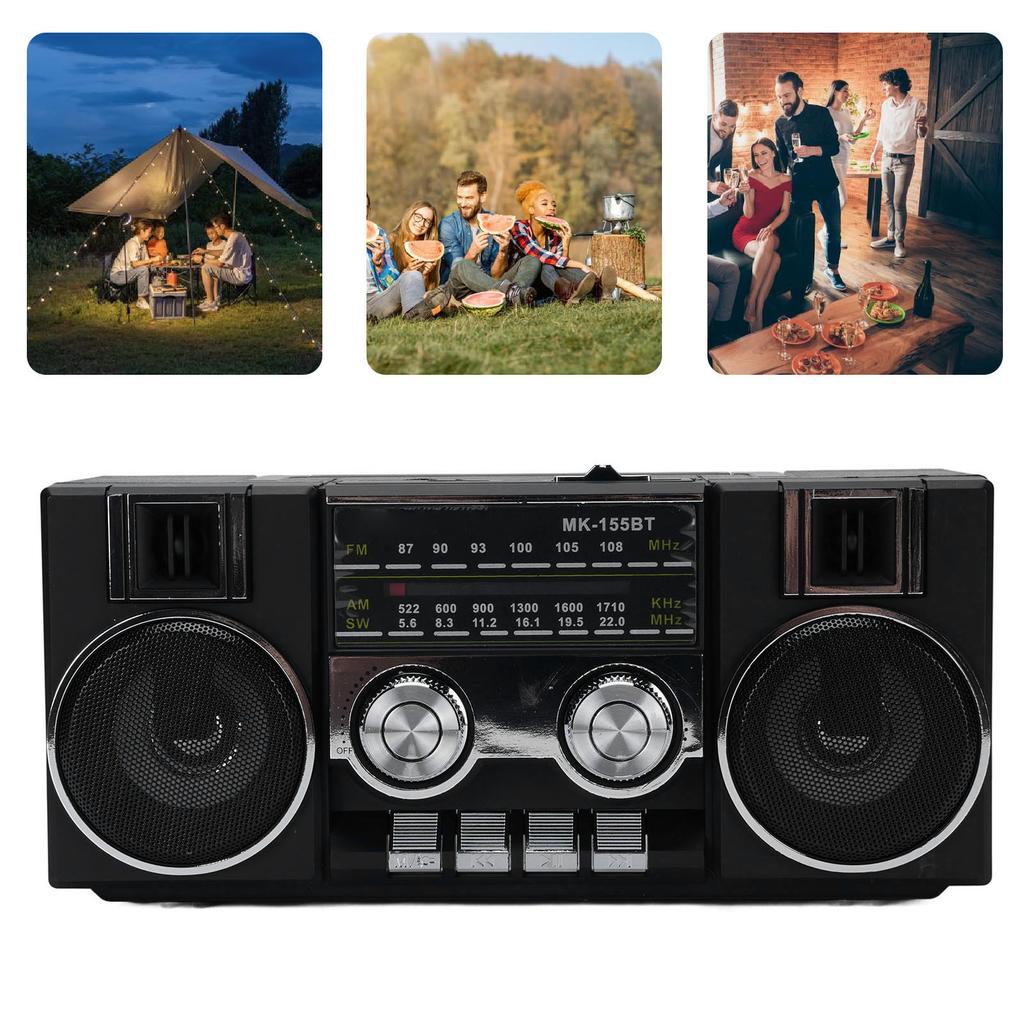 Portable FM AM SW Radio Full Band Clear Sound Quality Radio with RGB Speaker for Garden Bathroom