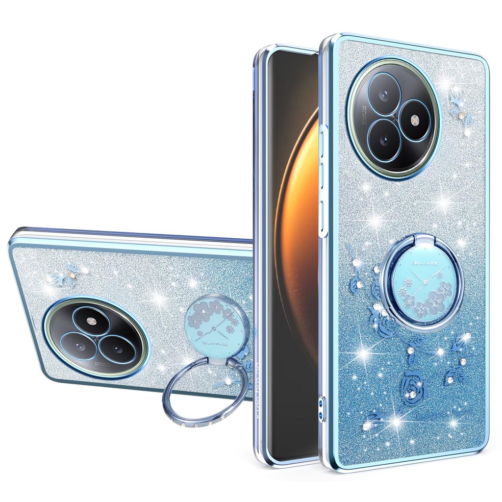 For Xiaomi Redmi K80 Ultra 5G Case Ring Kickstand TPU Flowers Phone Cover Gradient Glitter