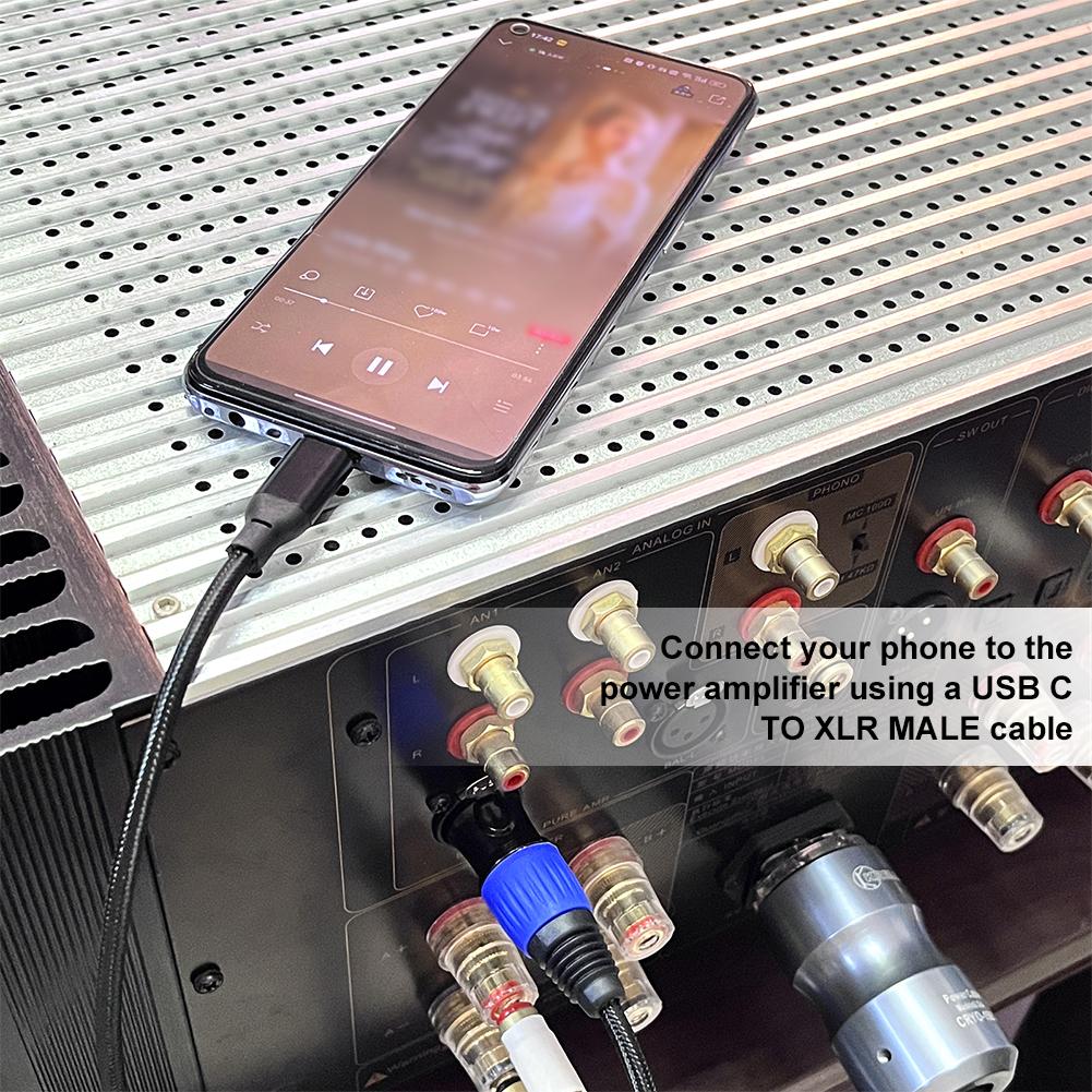 Кабель USB Type C - XLR Male Output Cable Type C - XLR Male Output Stereo Cable USB Type-C Male - XLR Male Connector для смартфонов