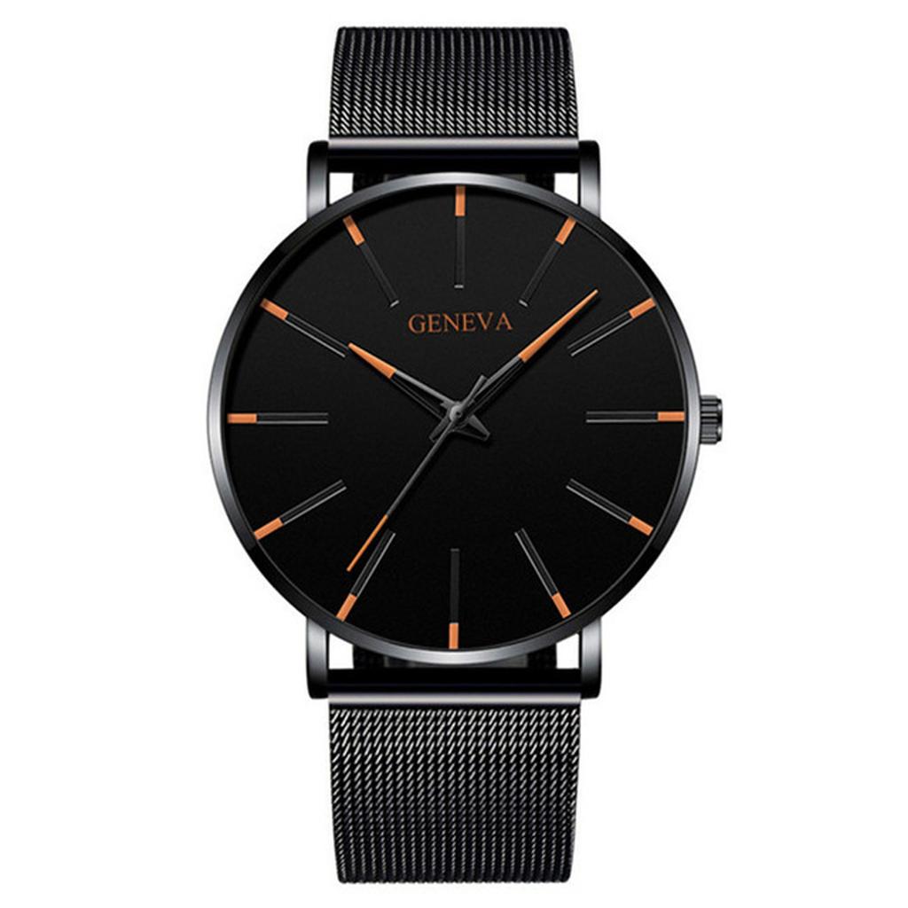 Men's Fashion Ultra Thin Watches Business Stainless Steel Mesh Quartz Watch