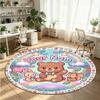 Landscape Nature (95) Theme Round Crystal Velvet Rug Custom Name Text Personalized Floor Mat Home Decor Non Slip Crystal Carpet