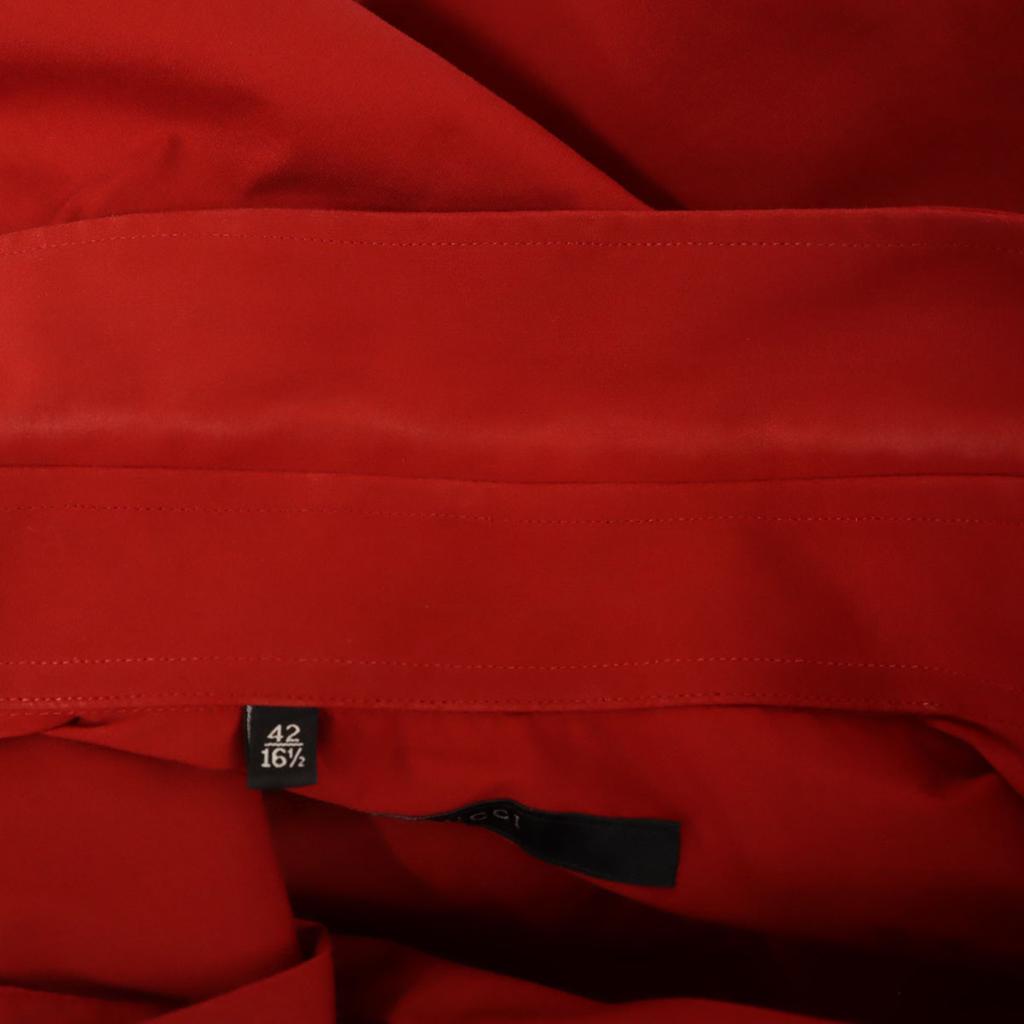 Gucci Сделано в Италии Короткий рукав Эластичная рубашка 42 Красный Мужская Б/у