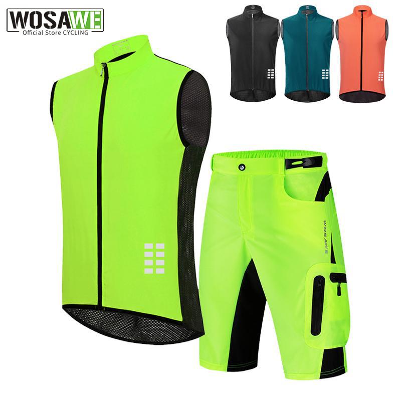 Wosawe Мужские спортивные комплекты, быстросохнущая майка без рукавов, велосипедный жилет для горного велосипеда, шорты, комплекты, легкие дышащие быстросохнущие полуштаны для пешего туризма, кемпинга