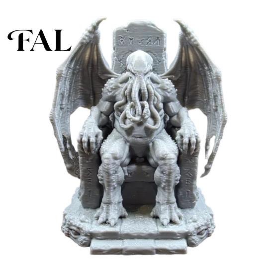Lovecraftian Desk Decor 3D Printed Throne Cthulhu Statue, Gothic Resin Figurine for Shelf & Dark Fantasy Room Decor, Tentacle Monsters Figurine,