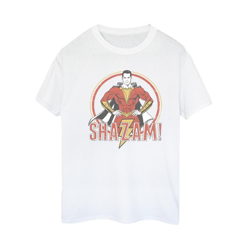 DC Comics Womens/Ladies Shazam Retro Circle Distressed Cotton Boyfriend T-Shirt