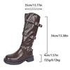 Модные коричневые ретро рыцарские сапоги из ПУ кожи женские осенне-зимние сапоги до колена на массивной платформе женские панк с ремешками с пряжками мотоциклетные боты