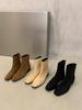 Fleece Thin Boots 2025 New Autumn and Winter Short Boots Thick Heel Versatile Foreign Style Suede Korean Women's Shoes Small Ankle Boots