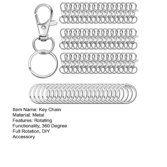 100Pcs/Set Key Chains Metal Lobster Claw Clasp with Key Rings Dog Collars Backpacks DIY Keychain