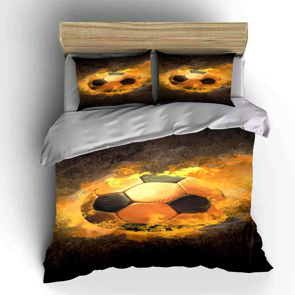 Fiery soccer ball design. Bedding sets Duvet cover sets Duvet covers Pillowcases(1 * Duvet Cover 2 * Pillowcases, without duvet insert)