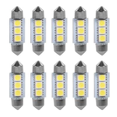 10 шт 36 мм 12 В 3 SMD 5050 светодиодные гирлянды купольные автомобильные лампочки салонные лампы белые