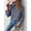 French Elegant Printed Long Sleeve Regular Fit Women S Shirt