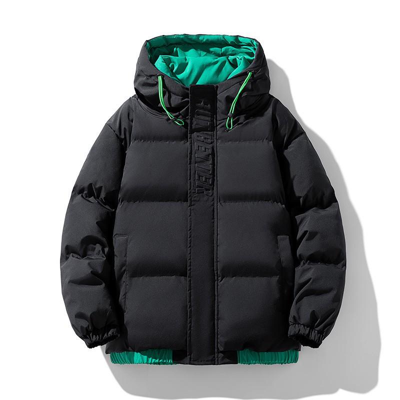Mens Winter Thick Padded Hooded Cotton Jacket Loose Fit Casual Outerwear Youth