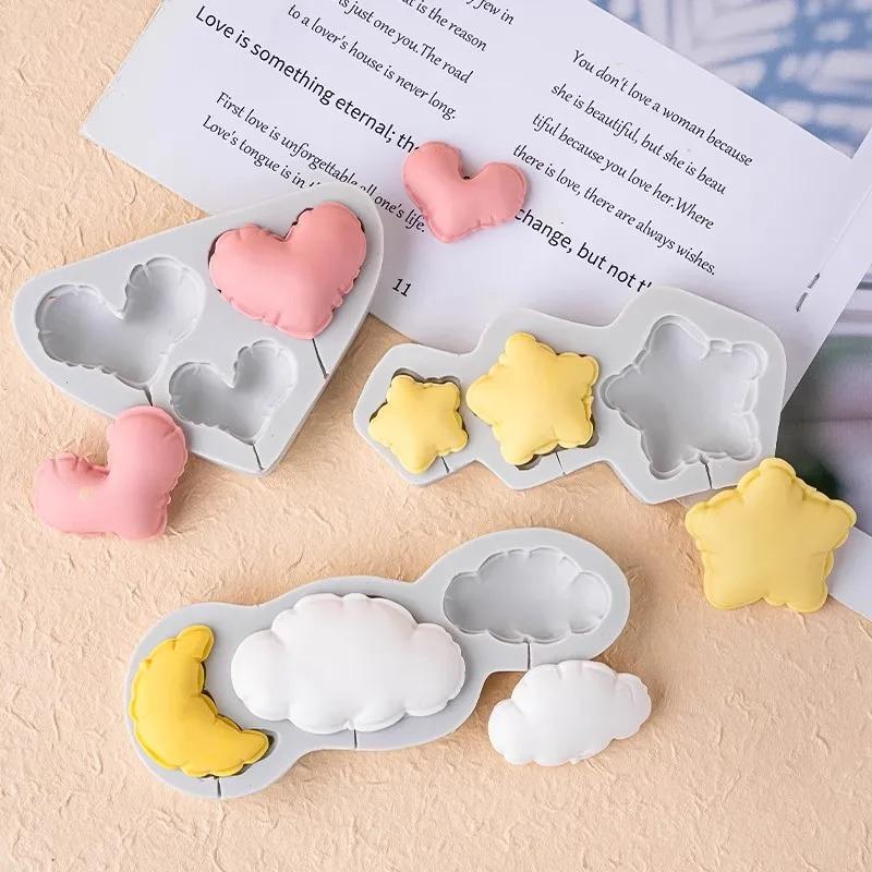 Heart-Shaped Star Cloud Balloon Lollipop Silicone Mold Fudge Cake Decoration Tool Craft Chocolate Resin Clay Candle Mold Baking