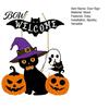 Halloween Gift for Friends Wooden Welcome Door Sign, Pumpkin Ghost Bat Hanging Decor Yard, Home Party Entrance Rustic Wood Art Sign